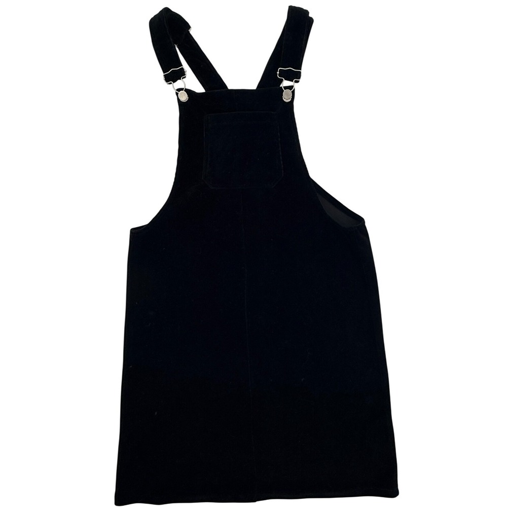Polagram Womens Large Black Pinafore‎ Dress Corduroy Overall Strappy